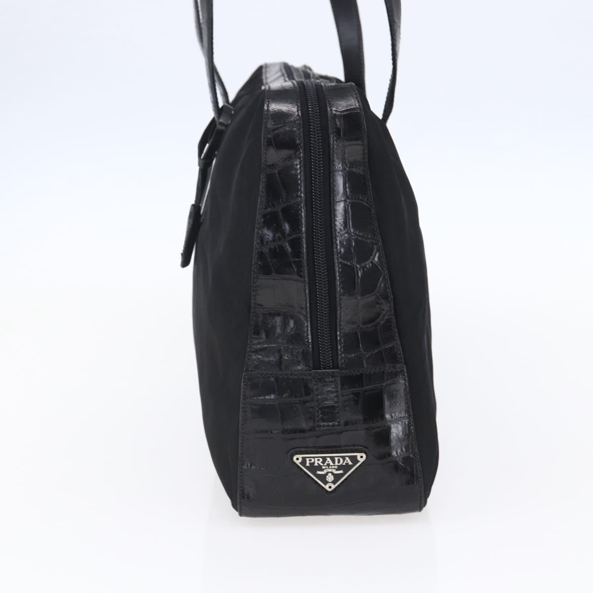 Prada Vintage Shoulder Bag Nylon and Leather, BLACK, NYLON, Shoulder bag