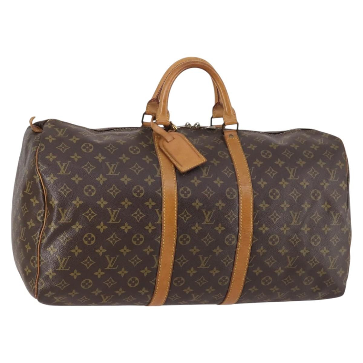 Louis Vuitton Keepall Bag Monogram Canvas, BROWN, CANVAS, Travel bag
