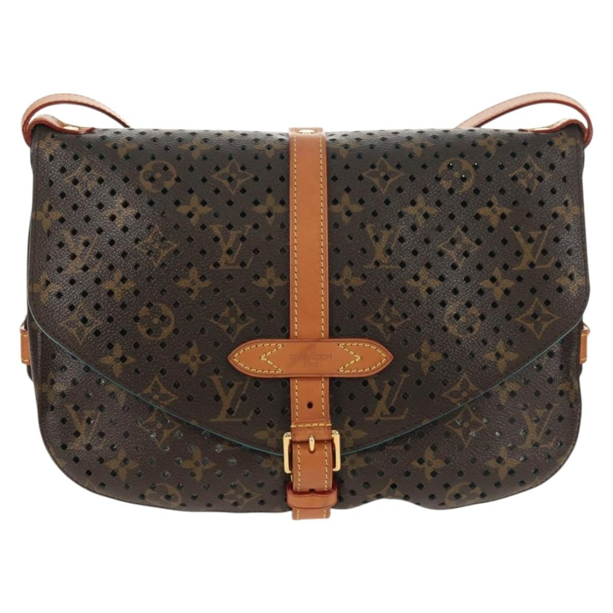 Louis Vuitton Flore Saumur Handbag Perforated Monogram Canvas, BROWN, CANVAS, Shoulder bag