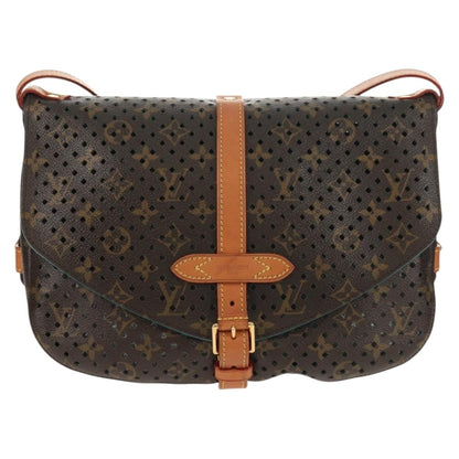 Louis Vuitton Flore Saumur Handbag Perforated Monogram Canvas, BROWN, CANVAS, Shoulder bag