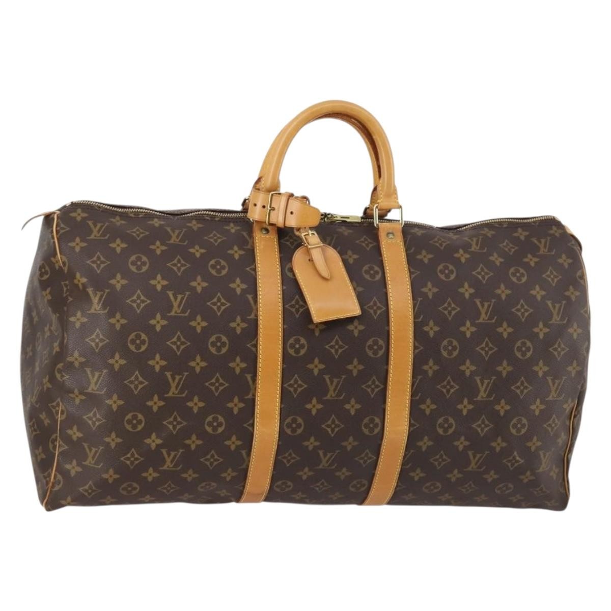 Louis Vuitton Keepall Bag Monogram Canvas, BROWN, CANVAS, Travel bag
