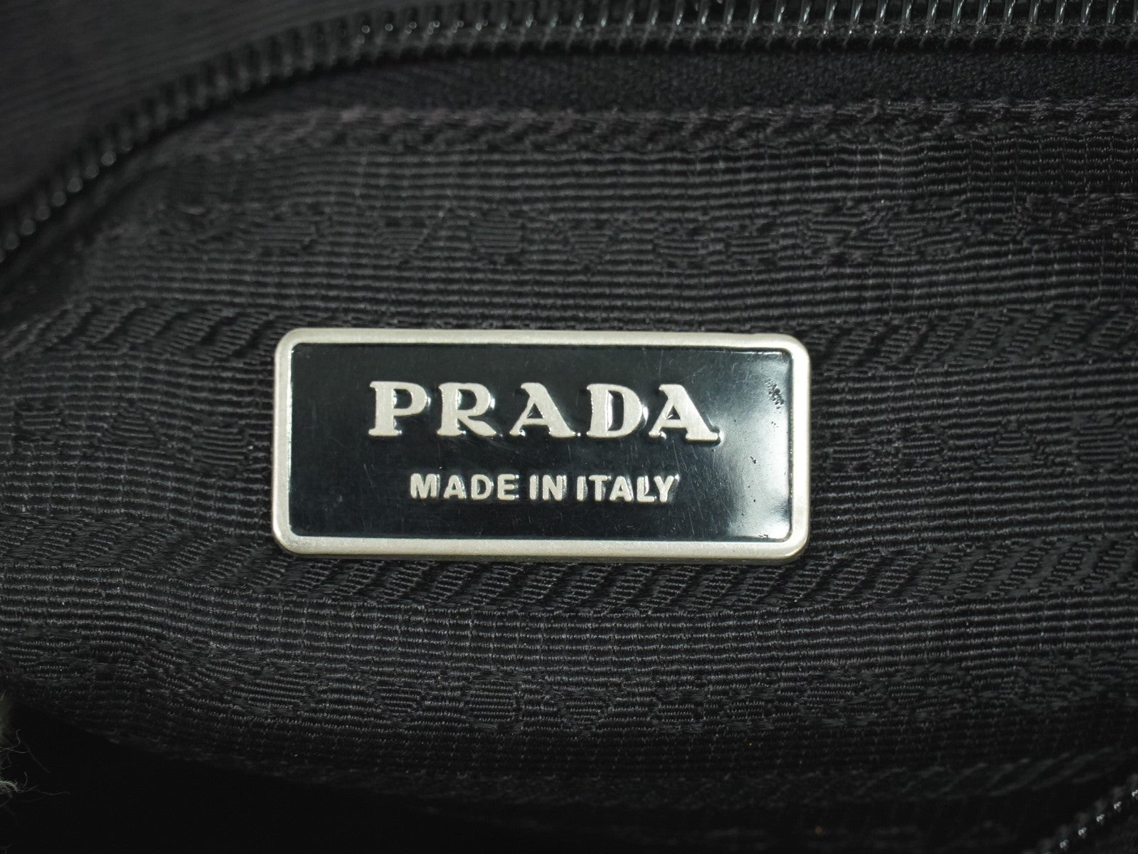 Prada Zip Buckle Messenger Bag Tessuto, BLACK, NYLON, Shoulder bag