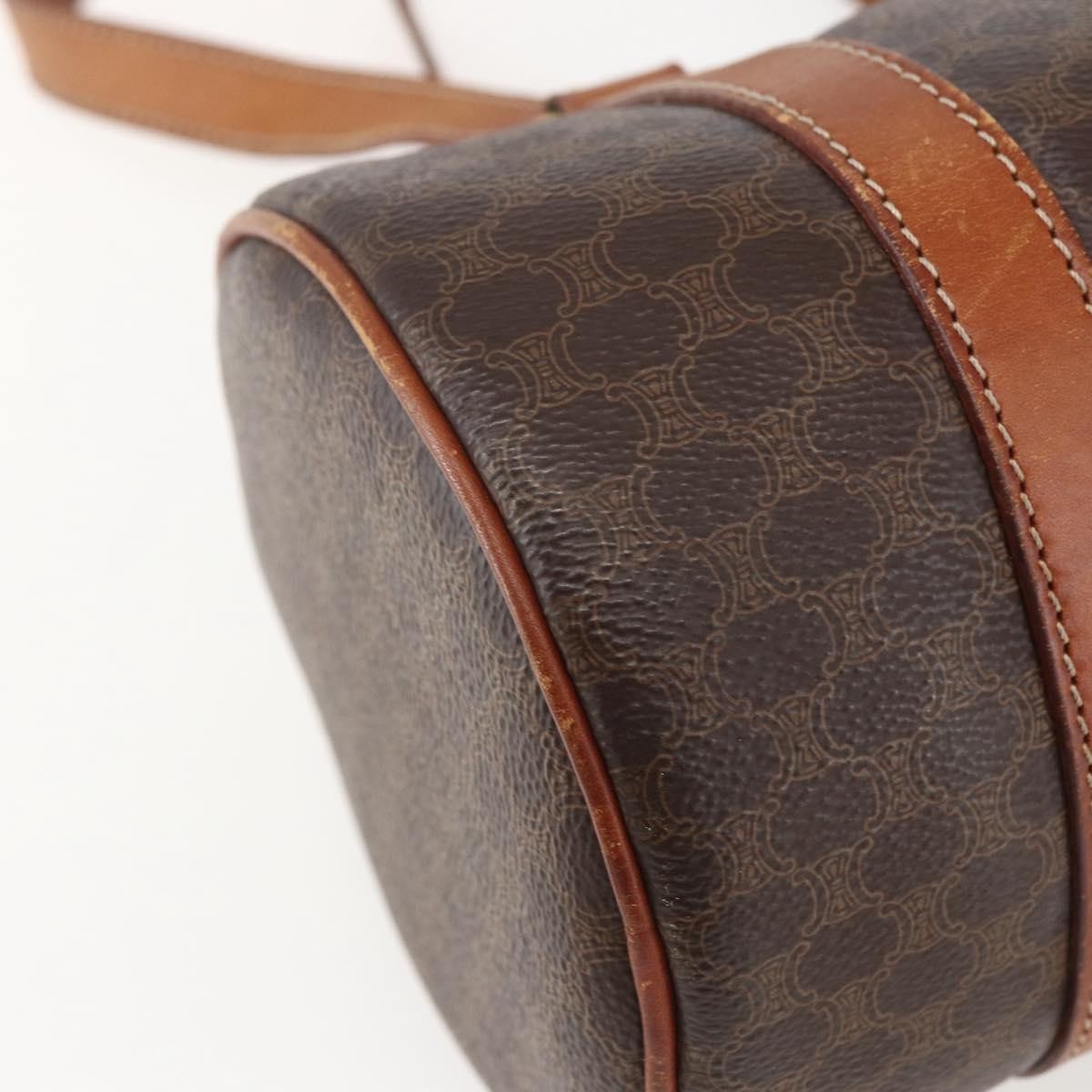 Celine Vintage Macadam Handbag Canvas and Leather, BROWN, CANVAS, Handbag