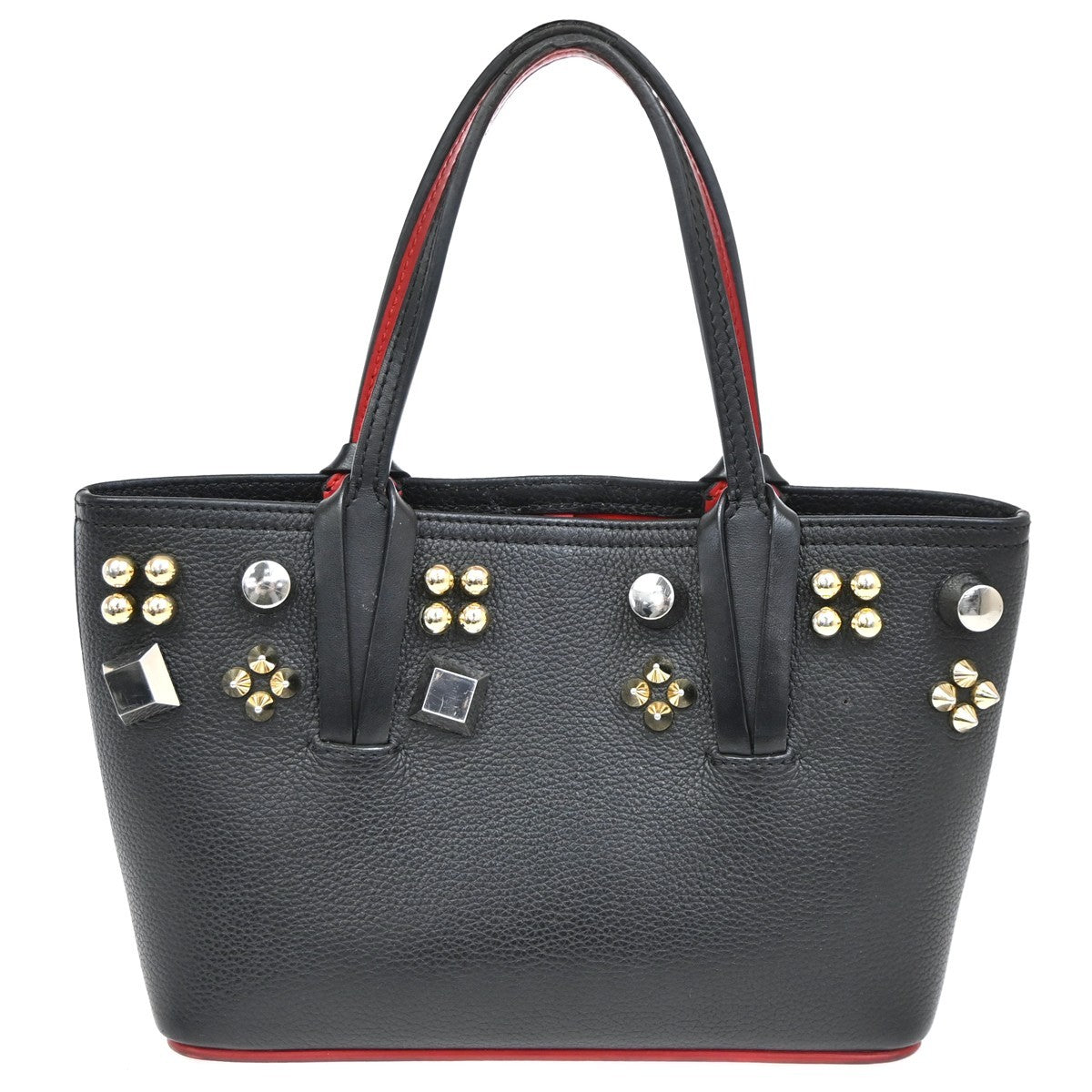 Christian Louboutin Cabata Empire Tote Studded Leather, BLACK, LEATHER, Handbag