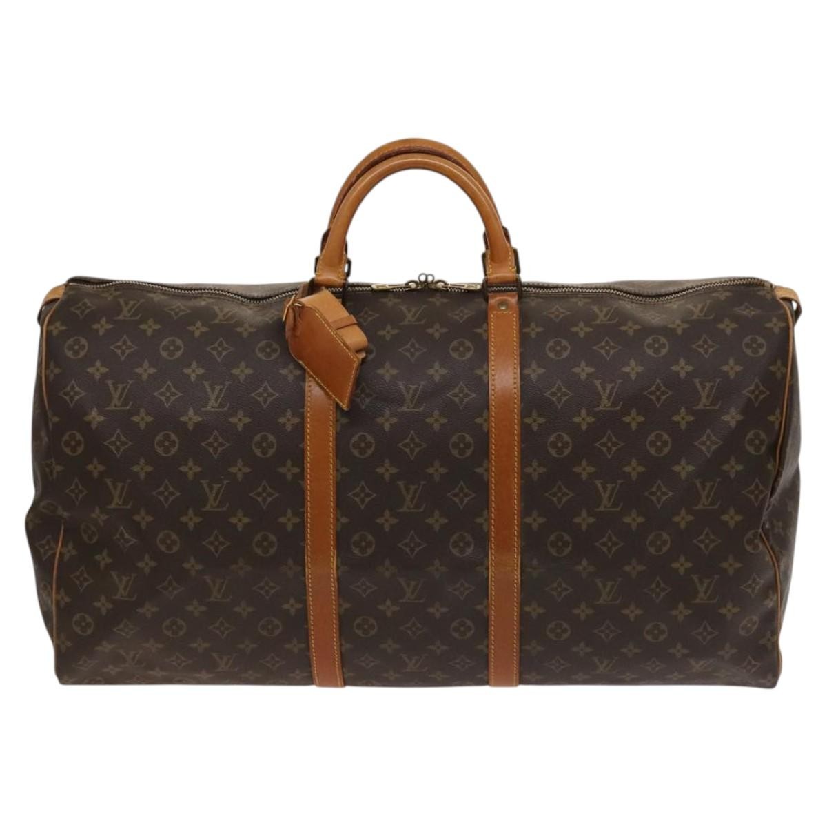 Louis Vuitton Keepall Bag Monogram Canvas, BROWN, CANVAS, Travel bag
