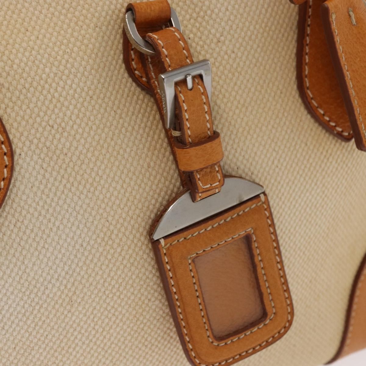 Prada Bowler Bag Canvas with Leather, BEIGE, CANVAS, Handbag