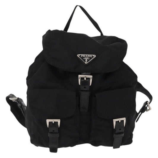 Prada Double Front Pocket Backpack Tessuto, BLACK, NYLON, Backpack