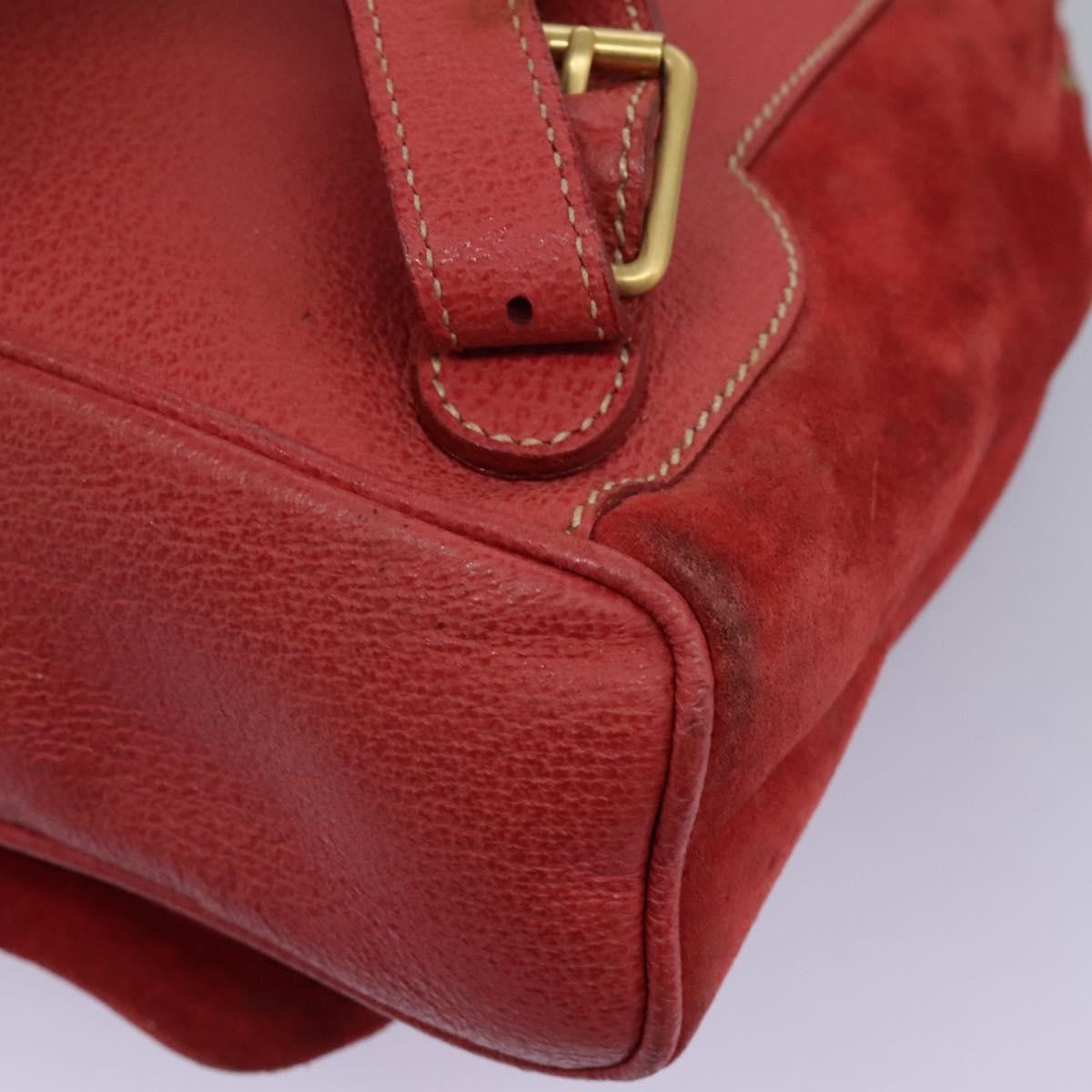 Gucci Vintage Bamboo Backpack Suede, RED, SUEDE, Backpack