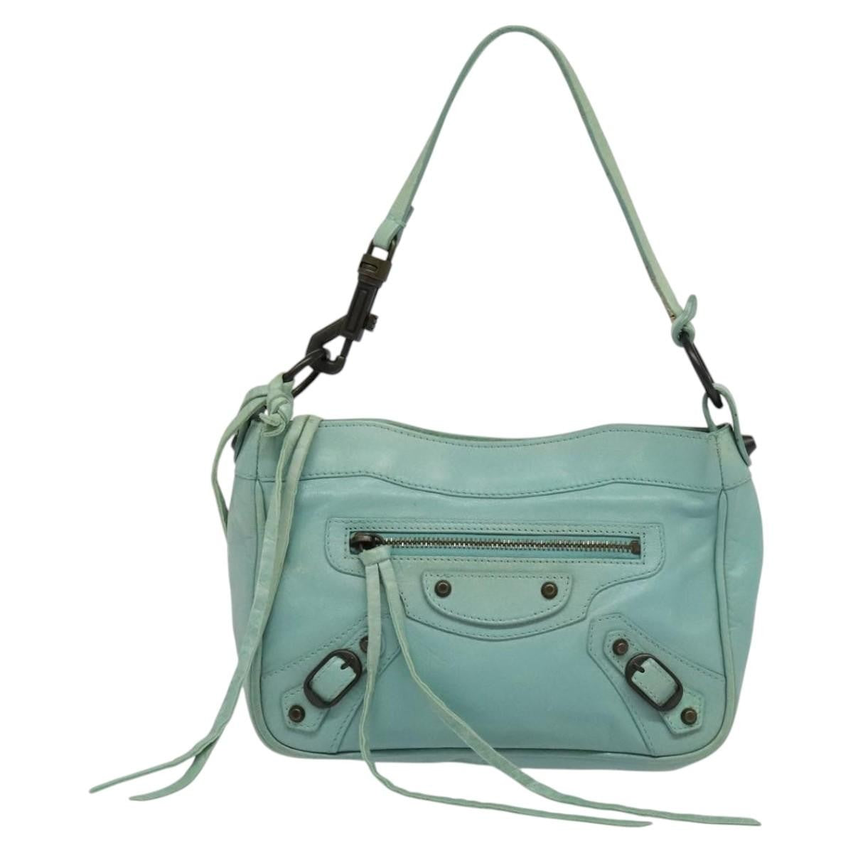 Balenciaga Hip Classic Studs Crossbody Bag Leather, BLUE, LEATHER, Shoulder bag