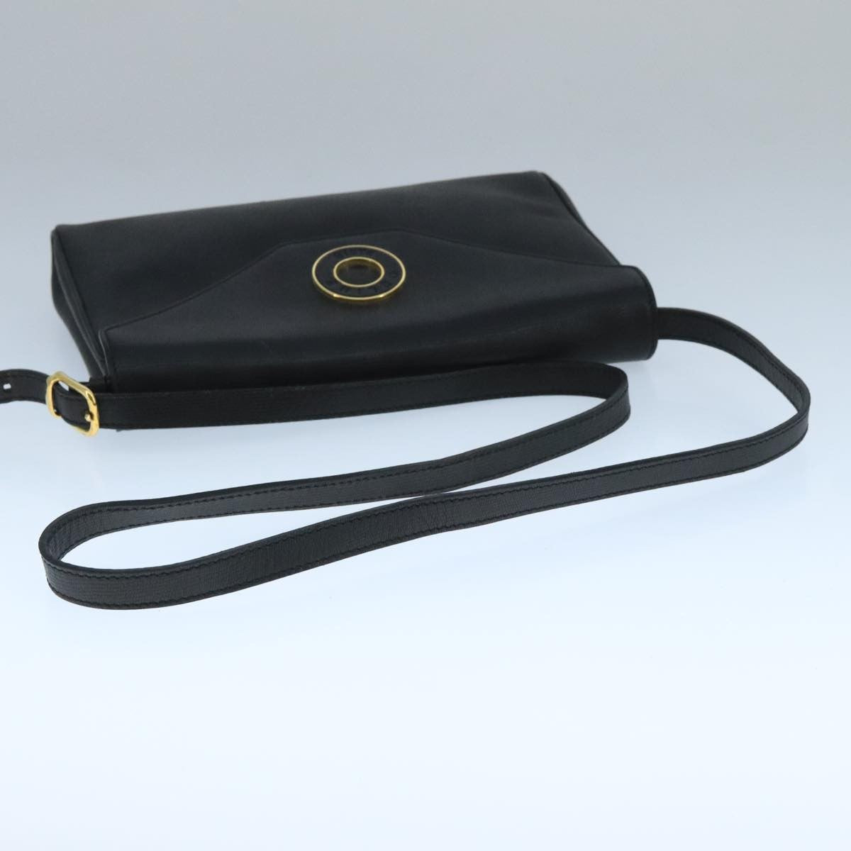 Celine Vintage Circle Logo Crossbody Bag Leather, BLACK, LEATHER, Crossbody bag