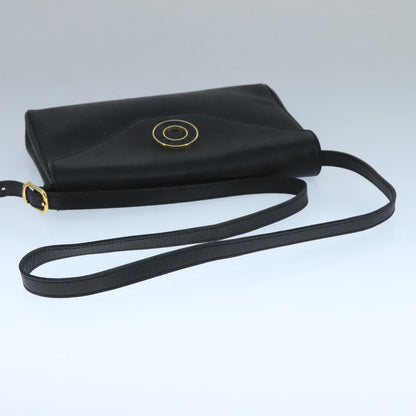 Celine Vintage Circle Logo Crossbody Bag Leather, BLACK, LEATHER, Crossbody bag