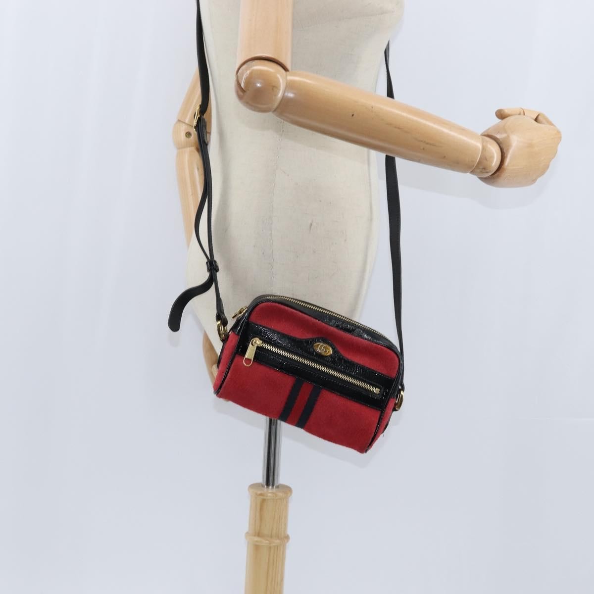 Gucci Ophidia Shoulder Bag Suede, RED, SUEDE, Shoulder bag