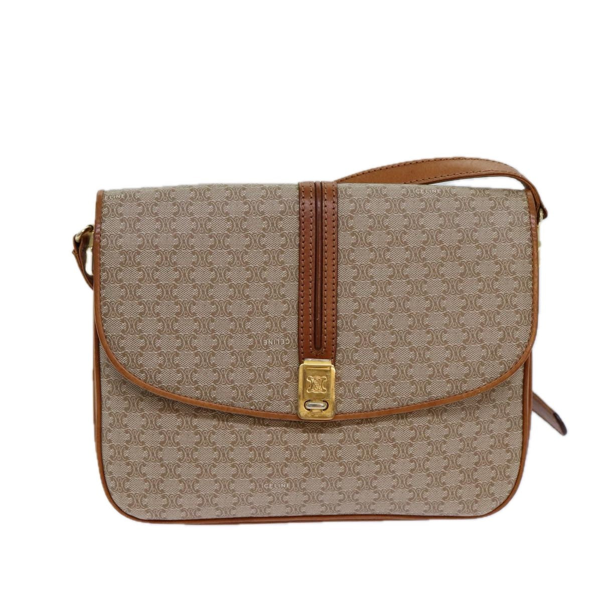 Celine Macadam Shoulder Bag Canvas, BEIGE, CANVAS, Shoulder bag