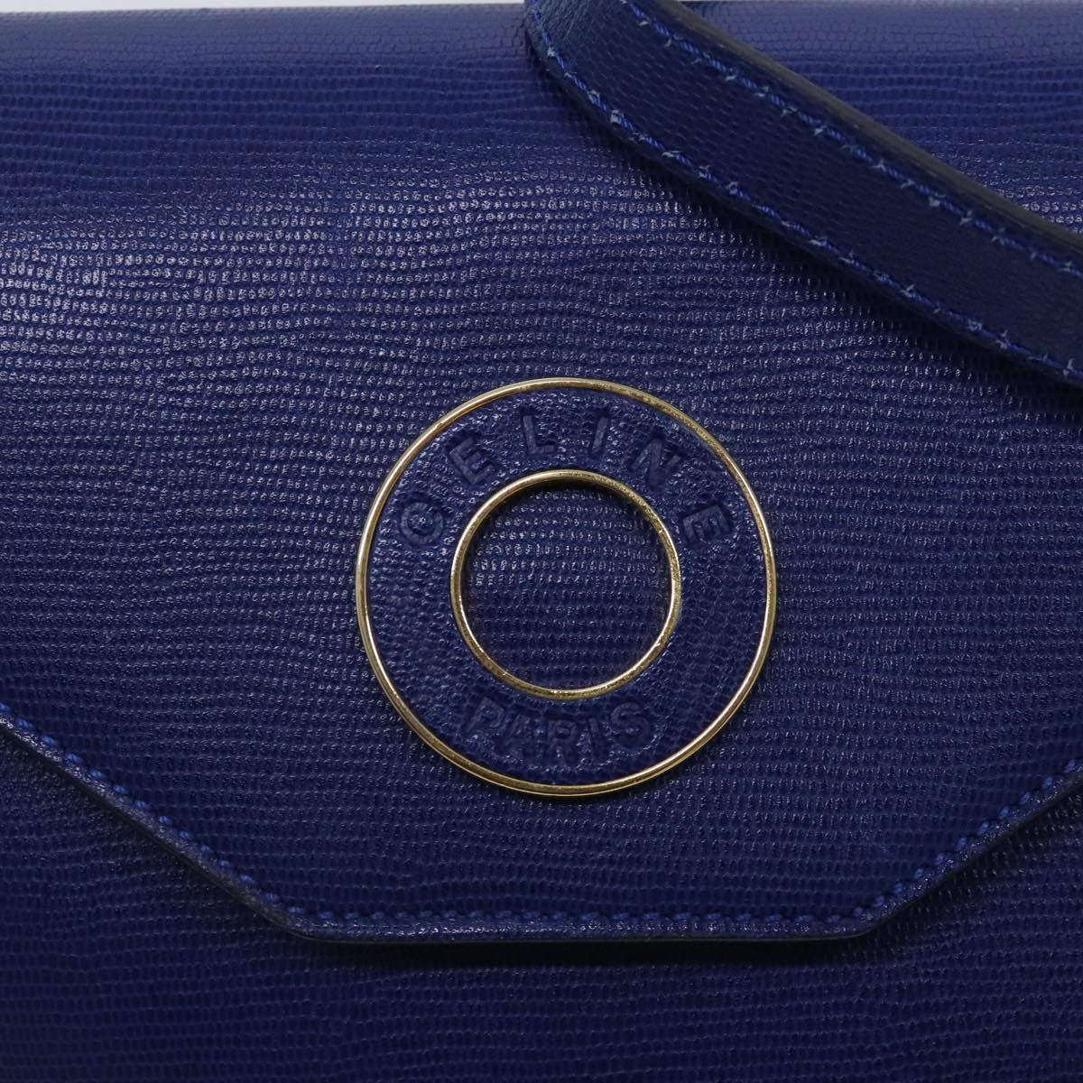 Celine Vintage Circle Logo Crossbody Bag Leather, BLUE, LEATHER, Crossbody bag