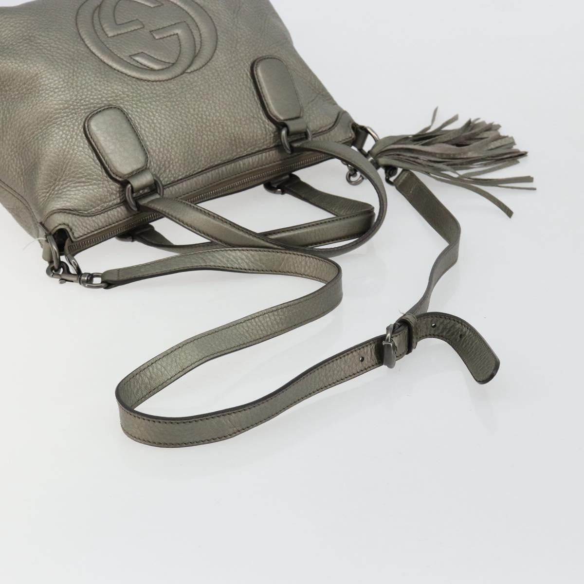 Gucci Soho Convertible Top Handle Bag Leather, Silver, Leather, Handbag