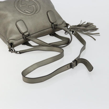 Gucci Soho Convertible Top Handle Bag Leather, Silver, Leather, Handbag