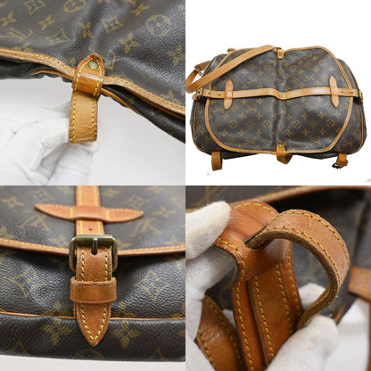 Louis Vuitton Saumur Handbag Monogram Canvas, Brown, Canvas, Shoulder Bag