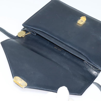 Celine Envelope Shoulder Bag Leather, NAVY, LEATHER, Shoulder bag