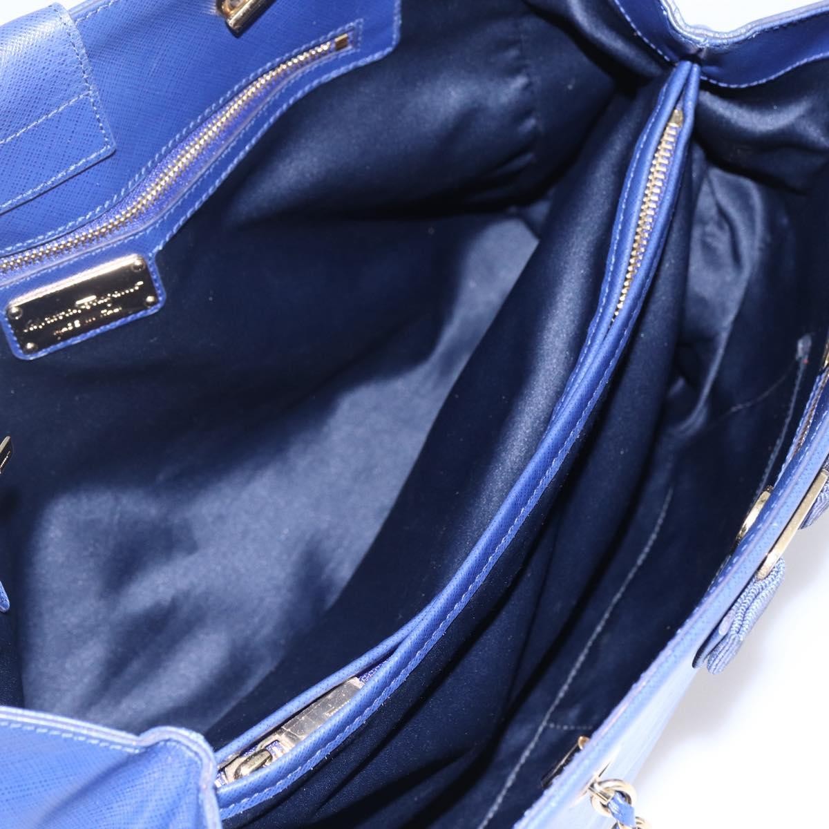 Salvatore Ferragamo Vara Bow Chain Tote Leather, BLUE, LEATHER, Tote bag