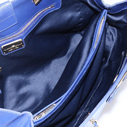 Salvatore Ferragamo Vara Bow Chain Tote Leather, BLUE, LEATHER, Tote bag