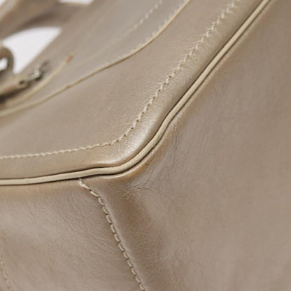 Celine Boogie Satchel Leather, GOLD, LEATHER, Handbag