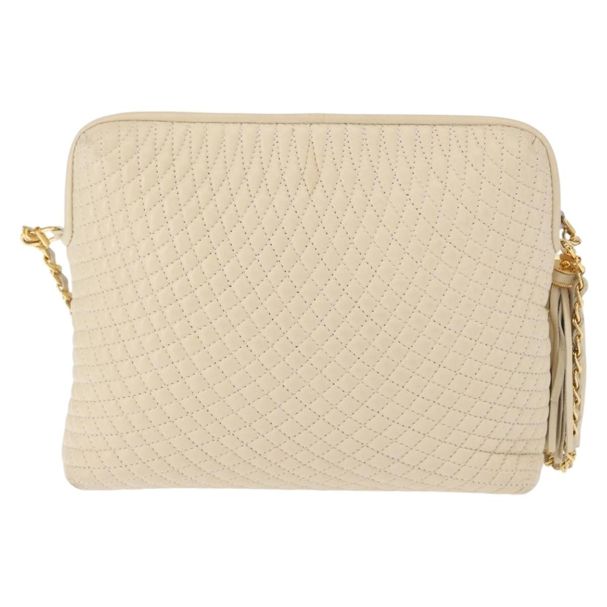 Bally Vintage Chain Shoulder Bag Quilted Leather, Beige, Leather, Shoulder Bag