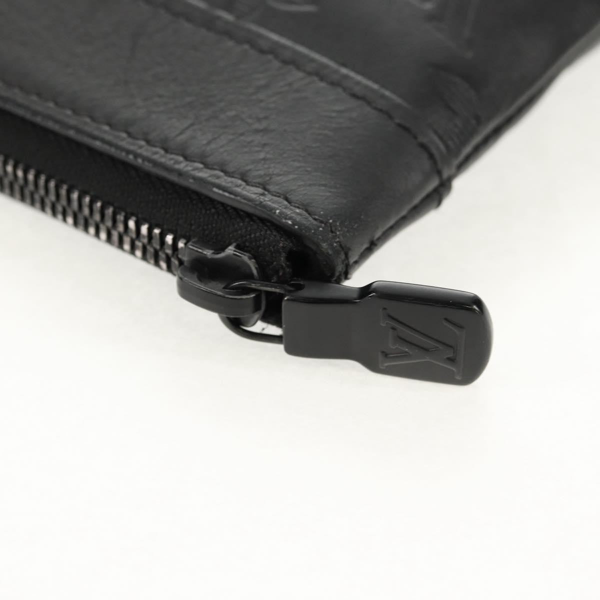 Louis Vuitton Discovery Pochette Monogram Shadow Leather, BLACK, LEATHER, Clutche & pouche