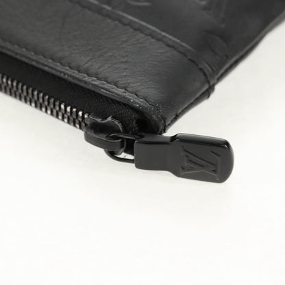 Louis Vuitton Discovery Pochette Monogram Shadow Leather, BLACK, LEATHER, Clutche & pouche