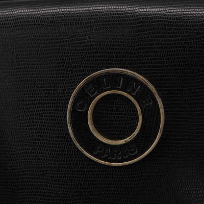 Celine Vintage Circle Logo Crossbody Bag Leather, BLACK, LEATHER, Shoulder bag
