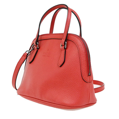 Gucci Web Convertible Dome Satchel Leather, RED, LEATHER, Handbag