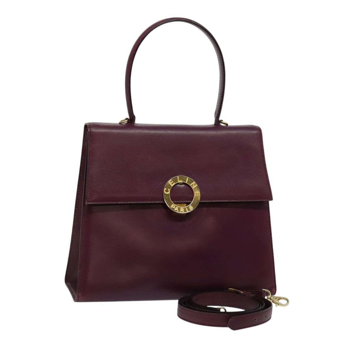 Celine Circle Logo Handbag Leather, PURPLE, LEATHER, Handbag