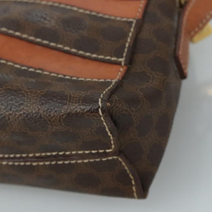 Celine Macadam Shoulder Bag Leather, BROWN, LEATHER, Shoulder bag