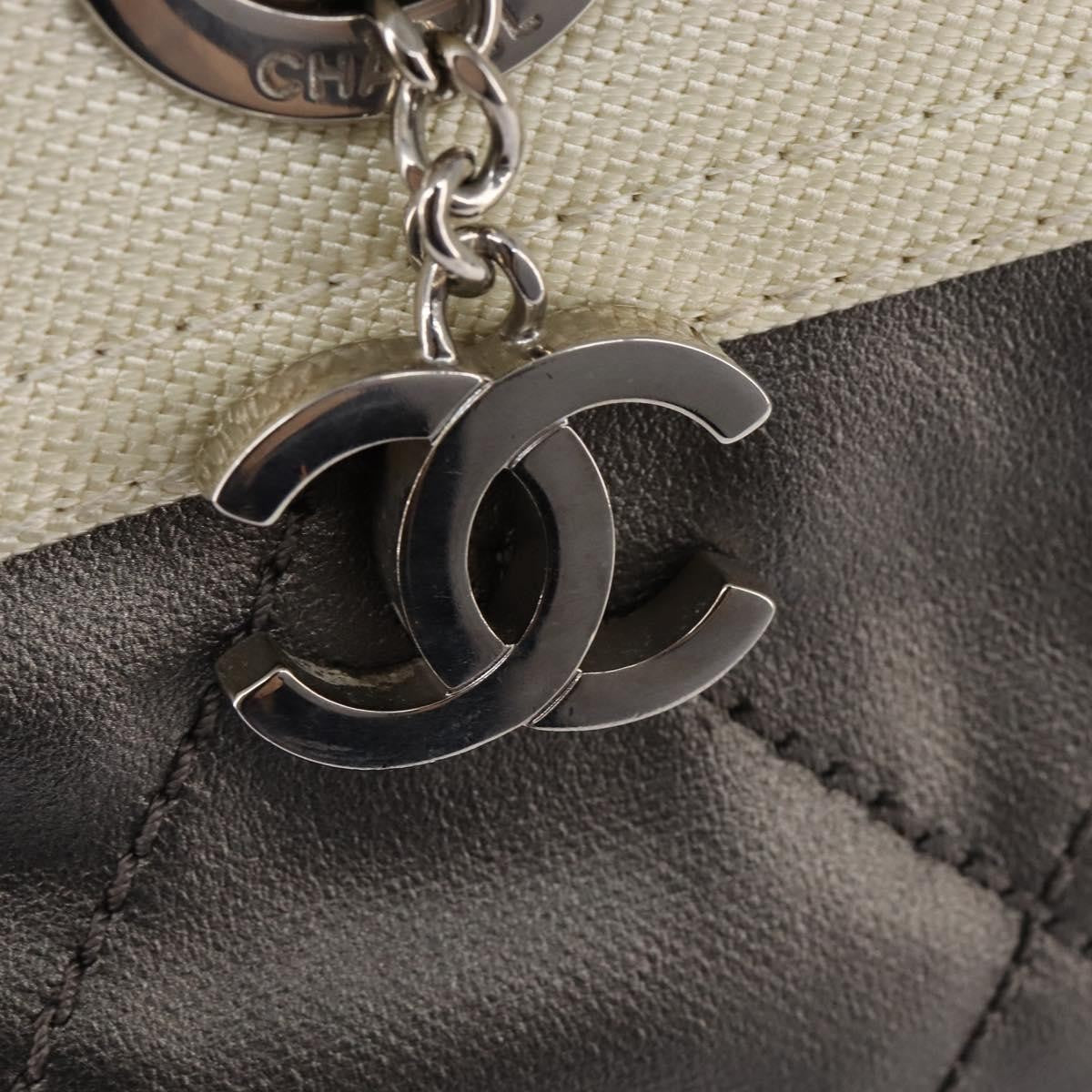 Chanel Biarritz Tote Quilted Coated Canvas, SILVER, CANVAS, Tote bag