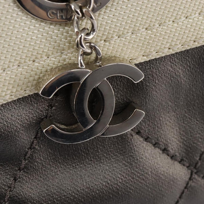 Chanel Biarritz Tote Quilted Coated Canvas, SILVER, CANVAS, Tote bag