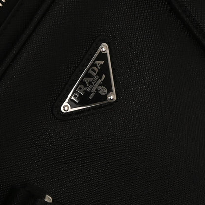 Prada Convertible Zip Around Briefcase Saffiano Leather, BLACK, LEATHER, Handbag