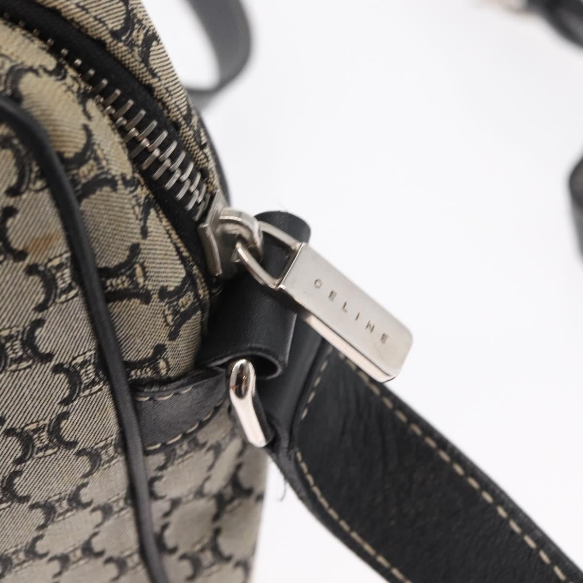 Celine Vintage Macadam Shoulder Bag Canvas and Leather, GRAY, CANVAS, Shoulder bag