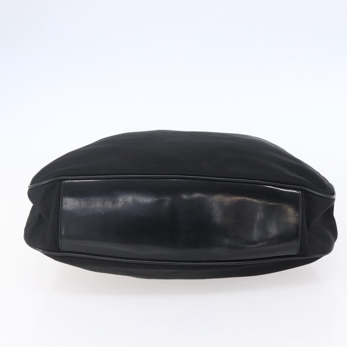 Gucci Vintage Bamboo Handle Open Hobo Nylon, BLACK, NYLON, Handbag