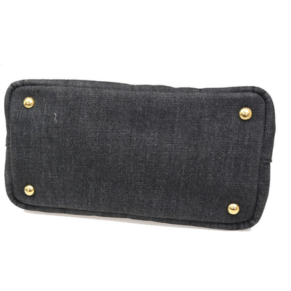 Prada Canapa Convertible Tote Denim, BLACK, DENIM_JEANS, Tote bag