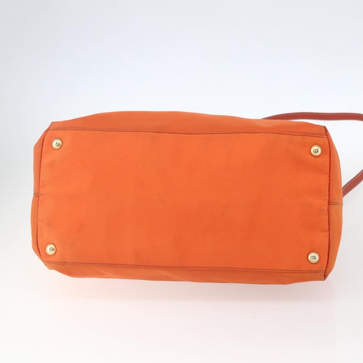 Prada Convertible Flap Tote Tessuto and Saffiano Leather, Orange, Nylon, Tote Bag