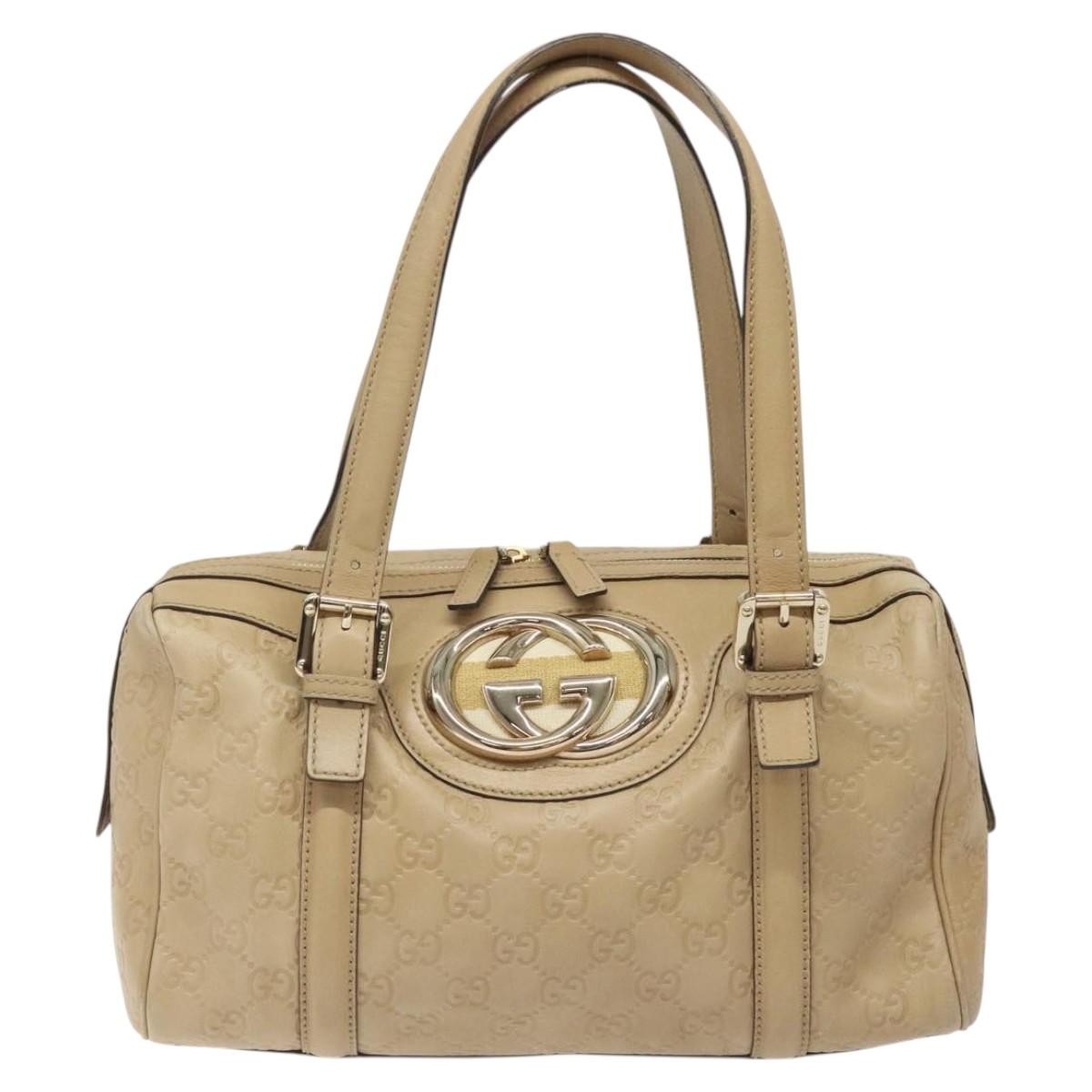 Gucci Vintage Interlocking G Shoulder Bag Leather, BEIGE, LEATHER, Shoulder bag