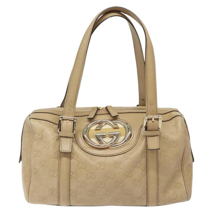Gucci Vintage Interlocking G Shoulder Bag Leather, BEIGE, LEATHER, Shoulder bag