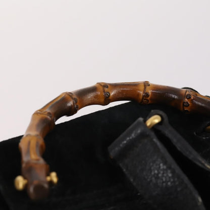 Gucci Vintage Bamboo Backpack Suede, BLACK, SUEDE, Backpack