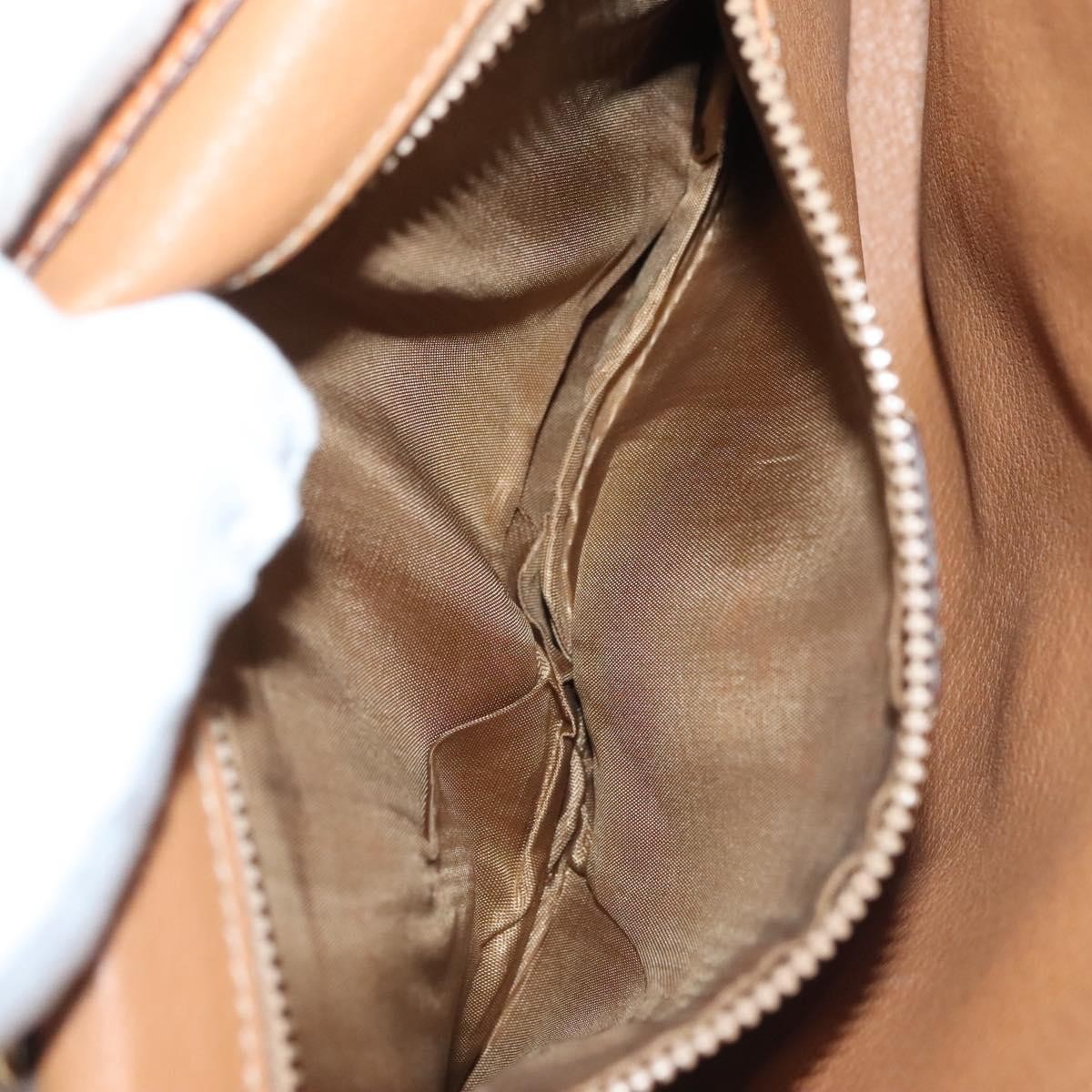 Celine Vintage Macadam Shoulder Bag Canvas and Leather, BEIGE, CANVAS, Shoulder bag