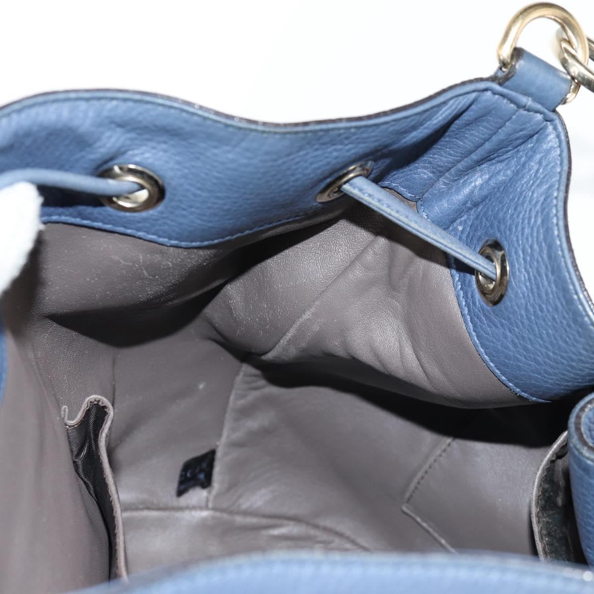 Gucci Miss Bamboo Bucket Bag Leather, BLUE, LEATHER, Handbag