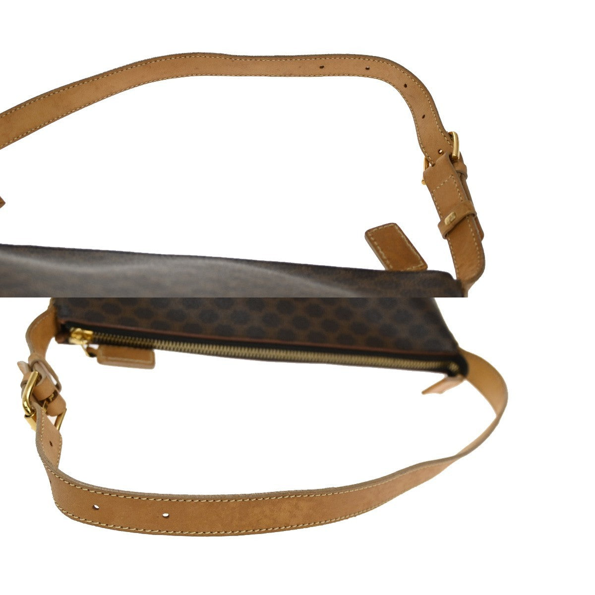 Celine Macadam Shoulder Bag PVC Leather, BROWN, CANVAS, Shoulder bag