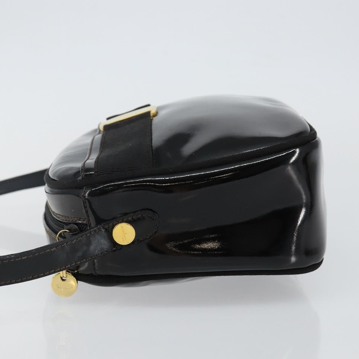 Salvatore Ferragamo Vala Shoulder Bag Patent Leather, BLACK, PATENT_LEATHER, Shoulder bag