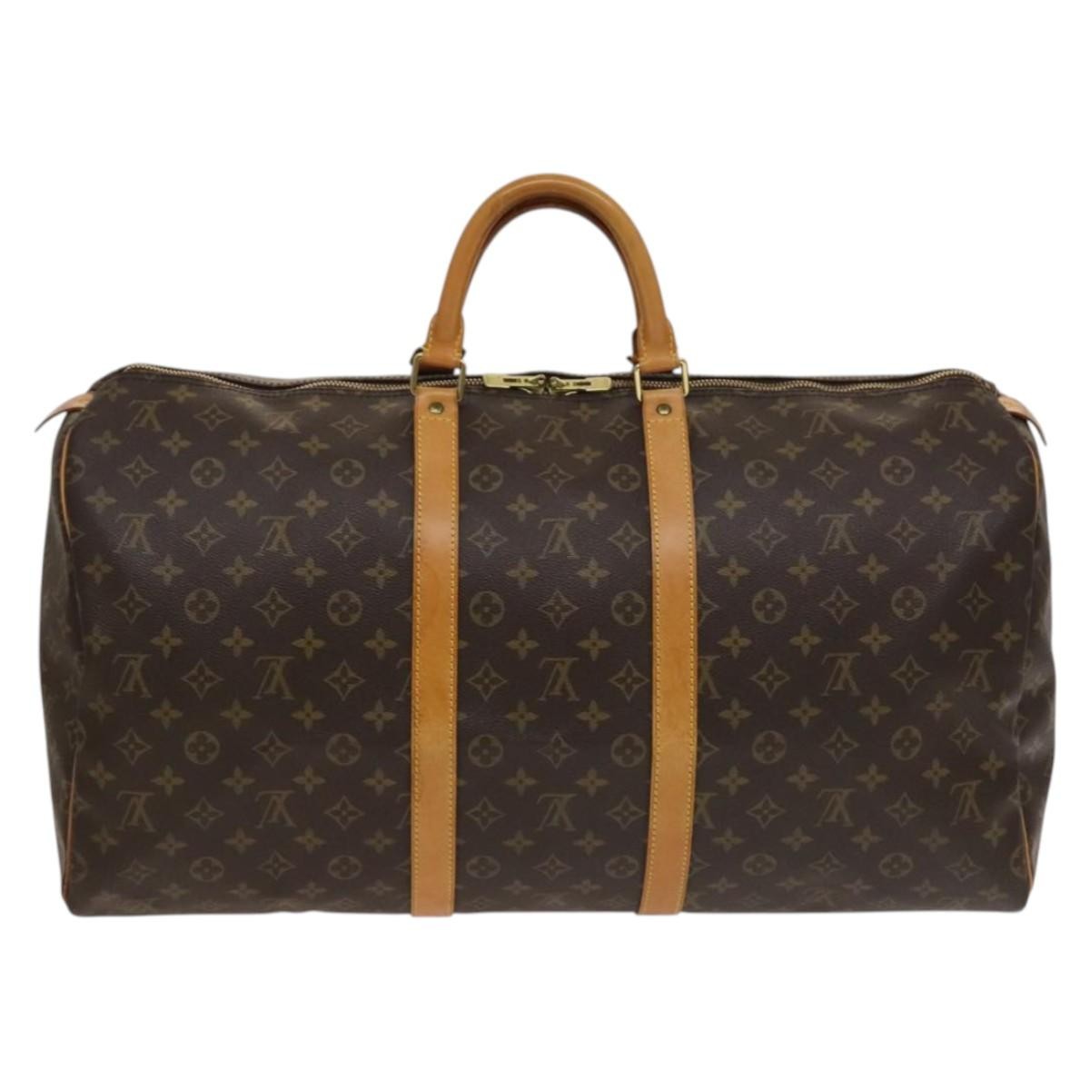 Louis Vuitton Keepall Bag Monogram Canvas, BROWN, CANVAS, Travel bag
