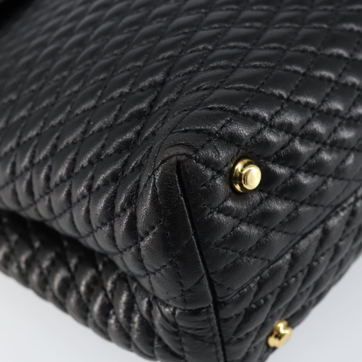 Bally Vintage Handbag Quilted Leather, BLACK, LEATHER, Handbag