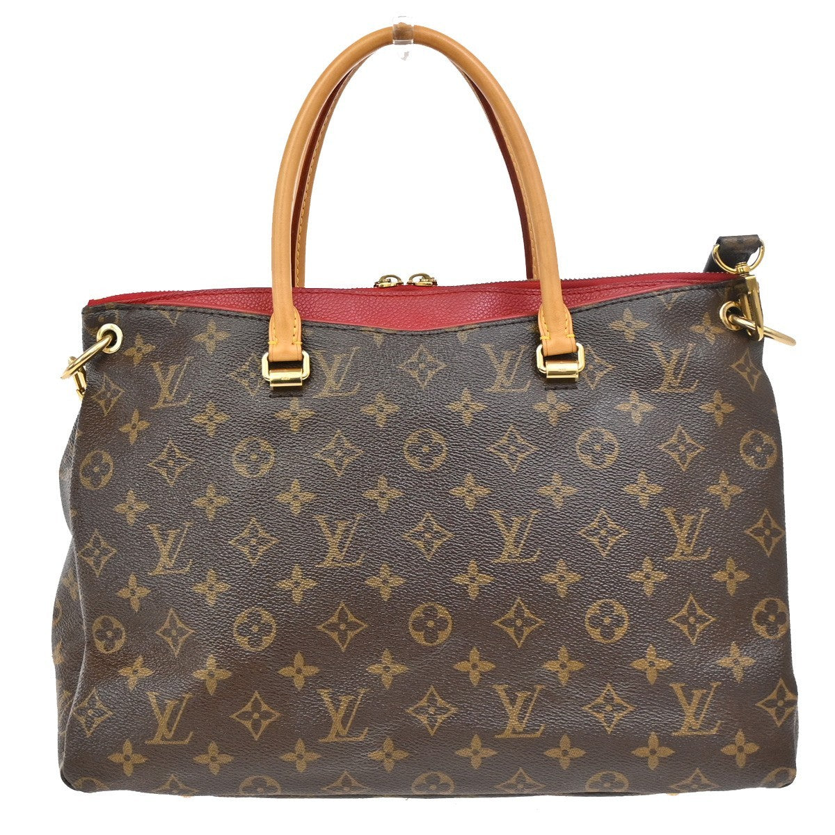 Louis Vuitton Pallas Tote Monogram Canvas with Leather, RED, CANVAS, Handbag