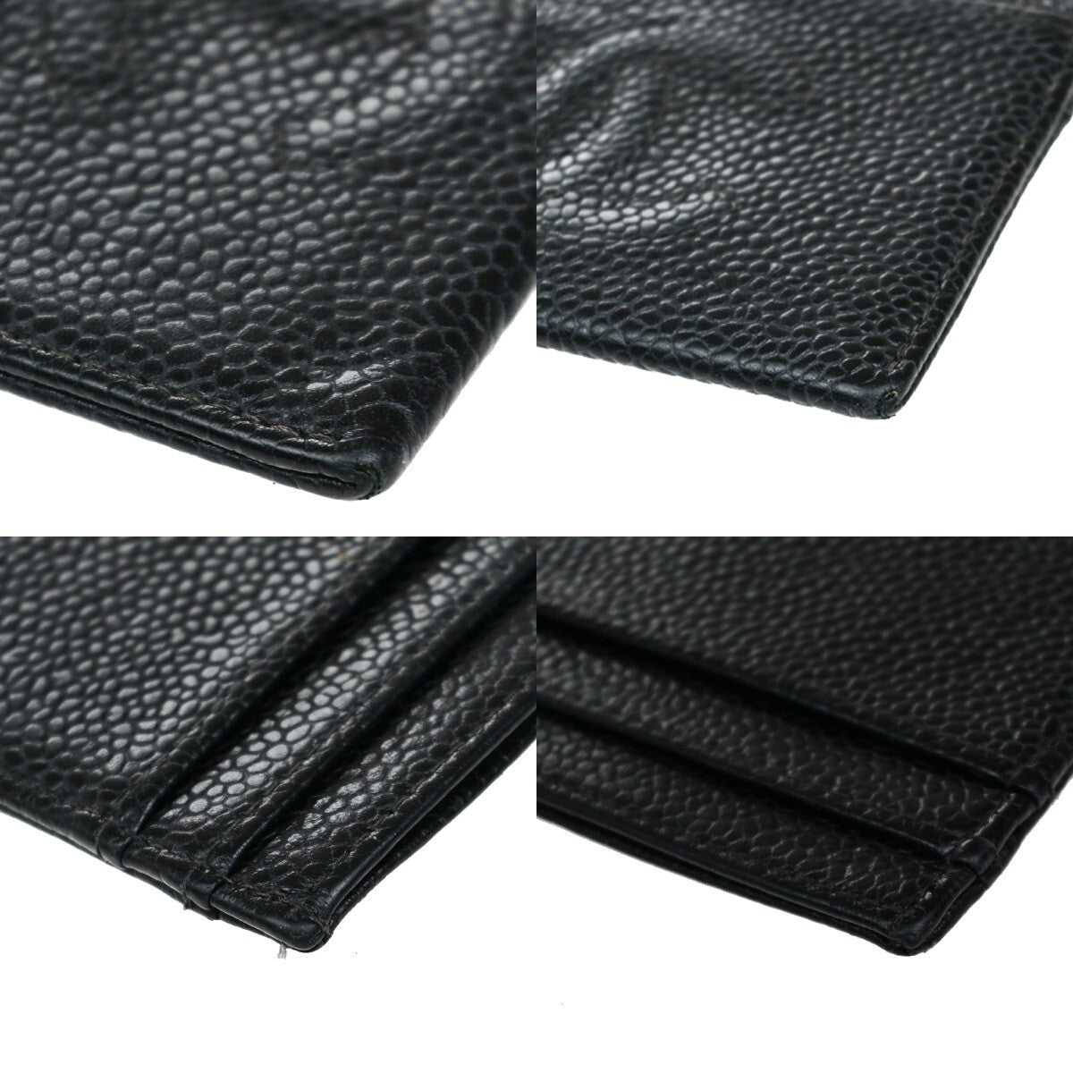 Chanel Logo CC Card case Grained  Leather, BLACK, CALFSKIN, Wallets